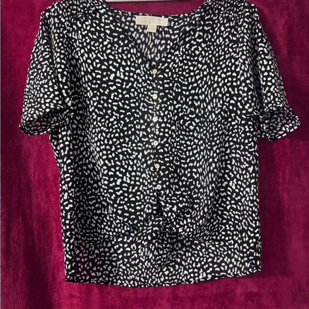 Michael Kors Black and White Patterned Blouse
